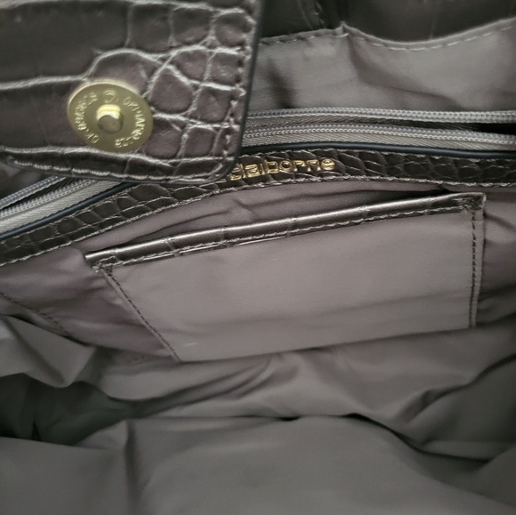 Liz Claiborne Metallic Taupe Gold Faux Alligator Embossed Shoulder Bag Purse - Picture 11 of 16